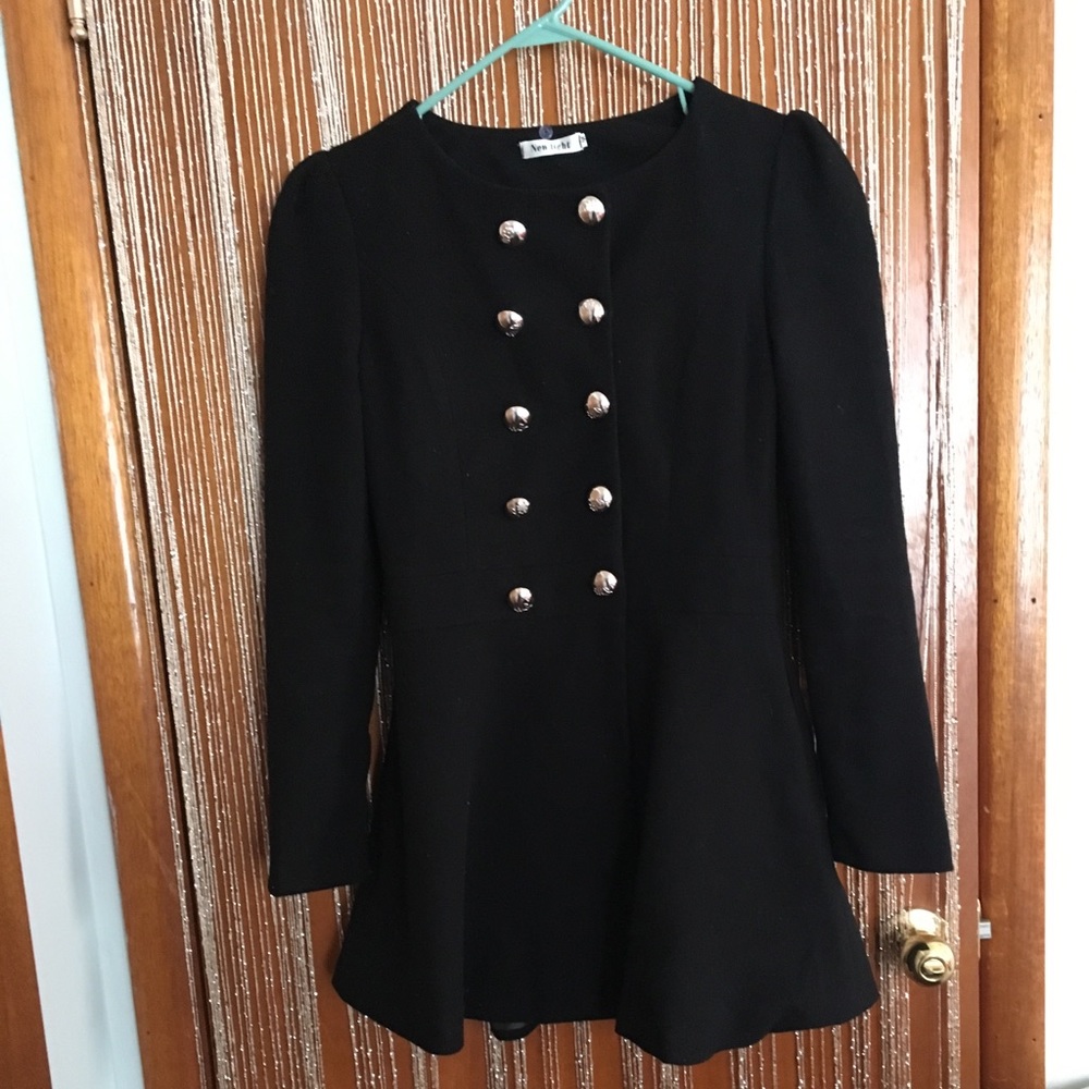 Black long coat with sliver detailing